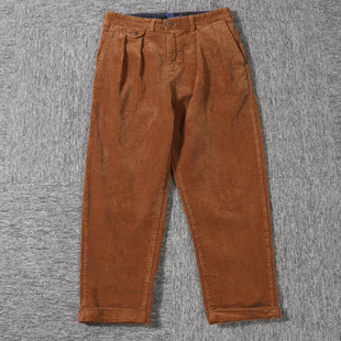 水洗免烫男裤 男宽松直筒9分裤 EFFECT日系复古灯芯绒休闲裤 BEAMS