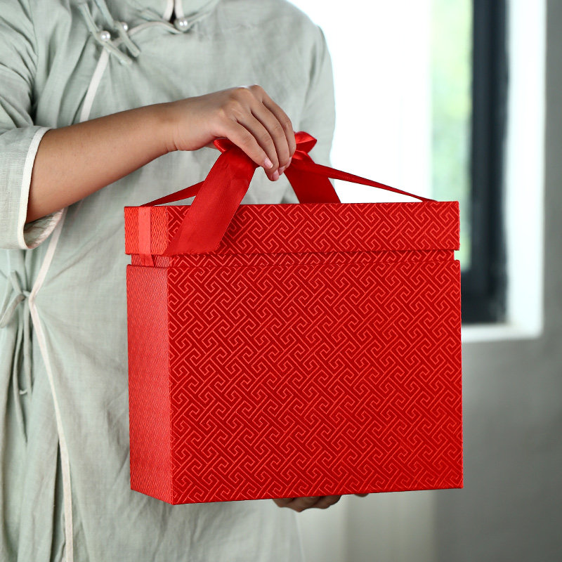 彩带结高档白酒礼品盒酒盒茅型空酒瓶1斤装通用手拎送礼包装定制