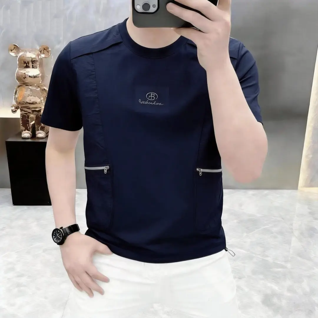 卡尔精品服饰高档夏季男士老钱风圆领短袖T恤百搭半袖体恤男装潮