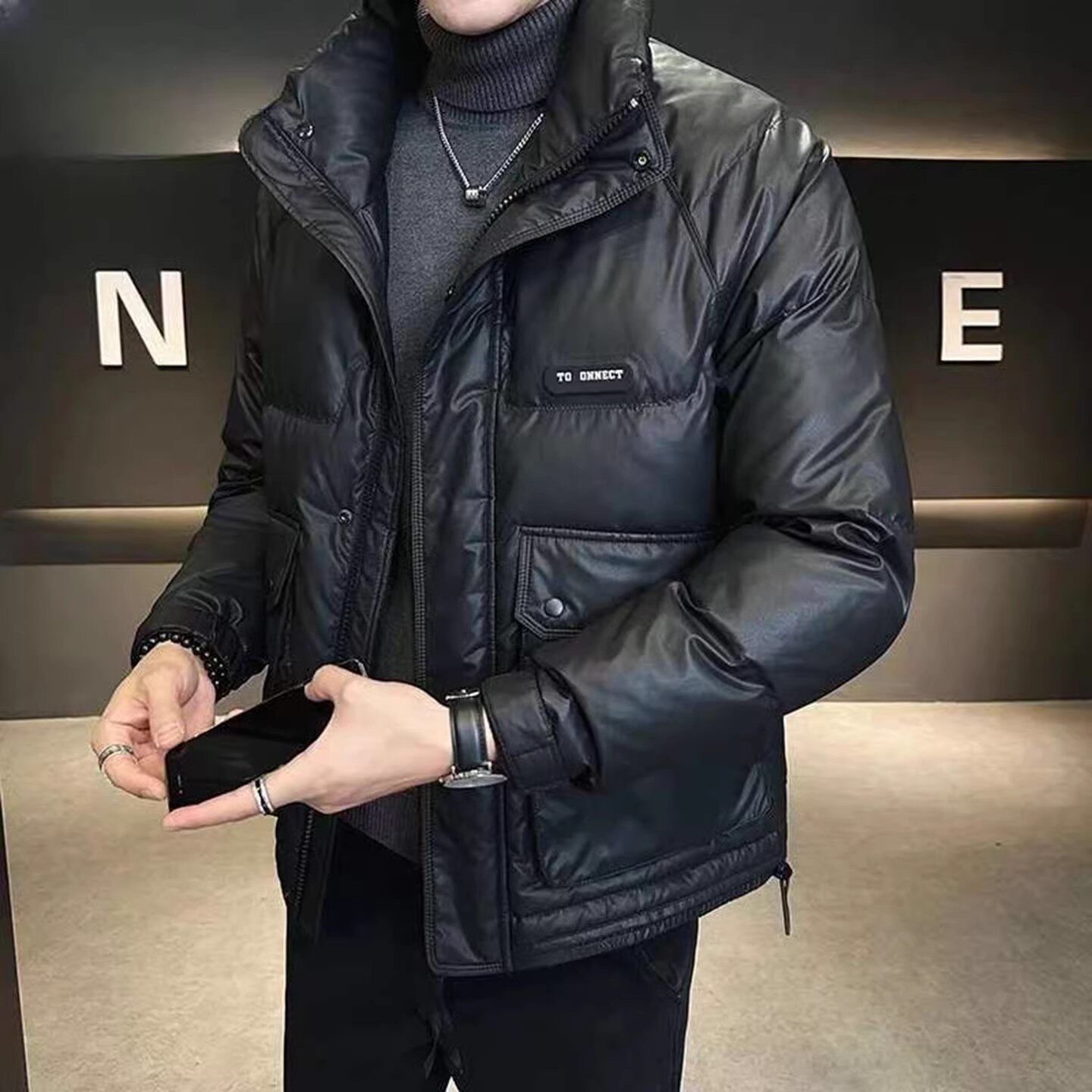 振炳男装2026秋冬季新款男士立领防风防水羽绒服防寒保暖棉服外套