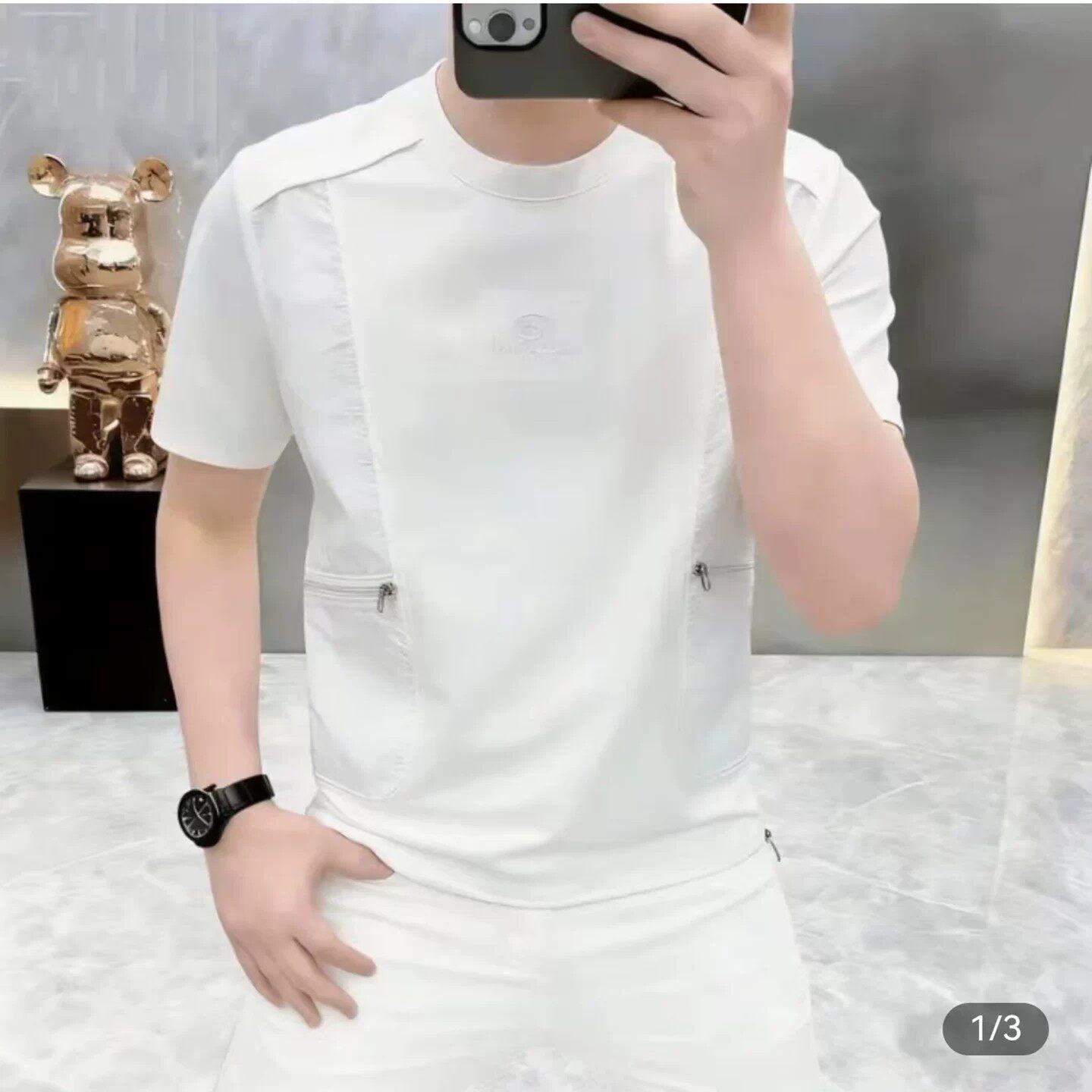 万苏男装2026高档夏季男士时尚老钱风圆领短袖T恤轻奢百搭半袖潮