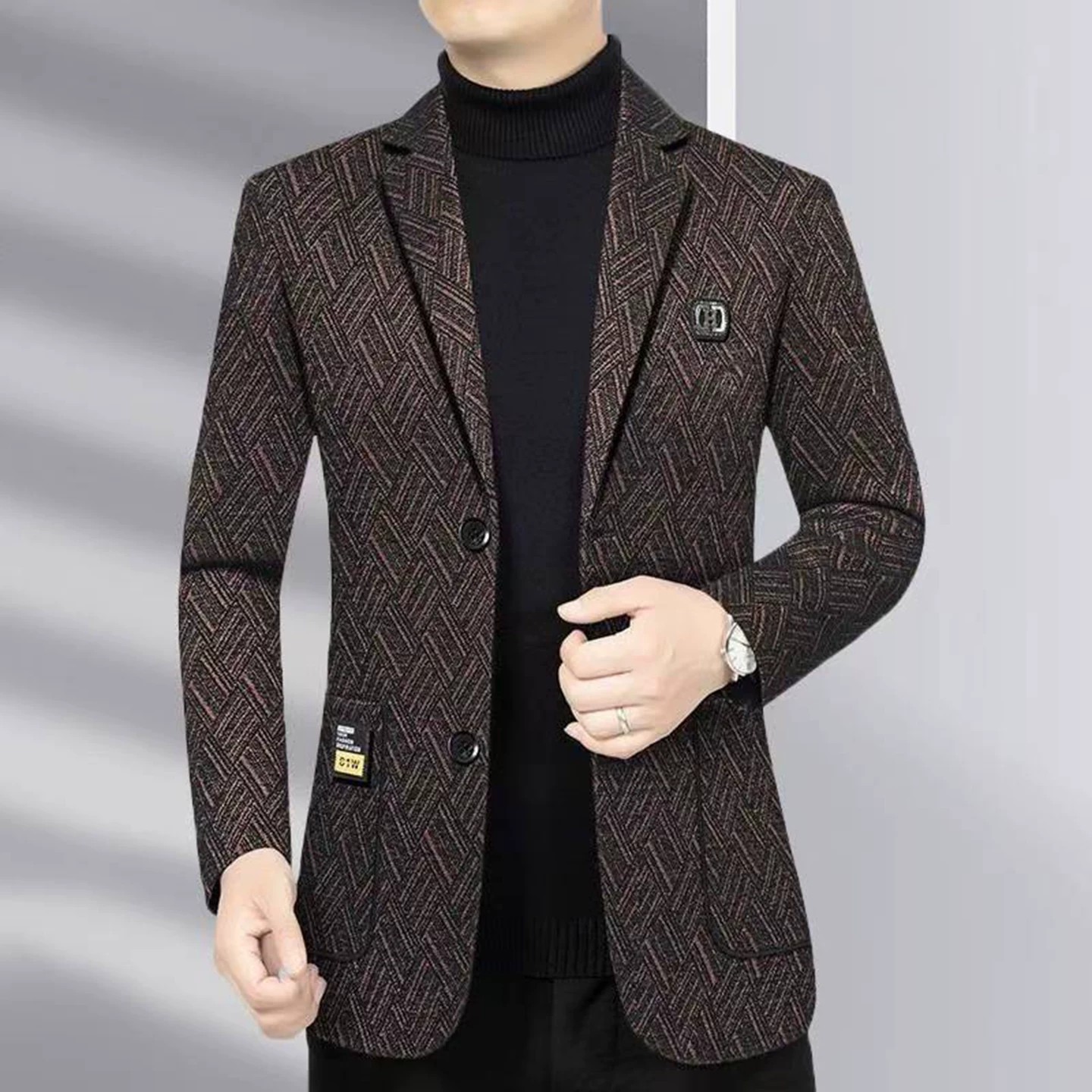 恒之智优选男装男士商务休闲西装外套时尚修身中年爸爸装西服上衣