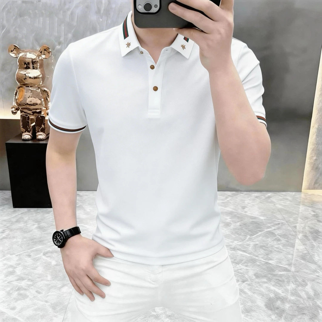雪溪男装高档男士翻领短袖棉polo衫夏季商务休闲中青年上衣服装