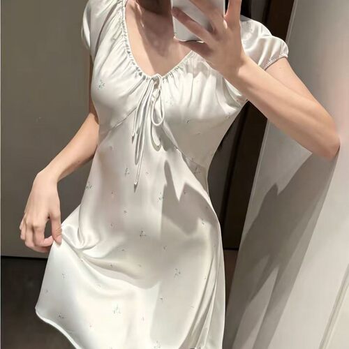 睡裙感纯欲碎花短袖睡裙家居服
