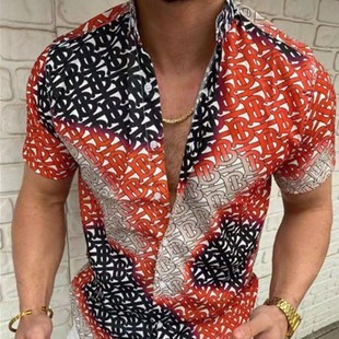 Men's printed Hawaiian short sleeve shirt外贸男沙滩短袖衬衫