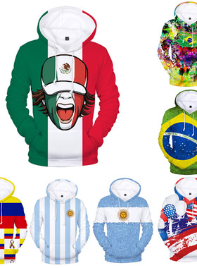 Qatari football World Cup hoodie卡塔尔足球世界杯带帽印花卫衣