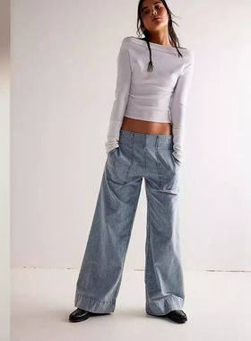 Trendy slimming denim trousers 低腰ins潮流宽松显瘦牛仔长裤女