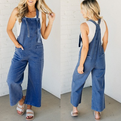 背带连体裤女装宽松直筒阔腿