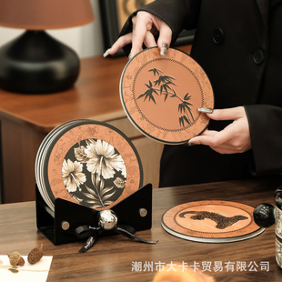 轻奢陶瓷软木杯垫耐高温餐桌隔热垫家用防热锅垫吸水耐热防滑垫