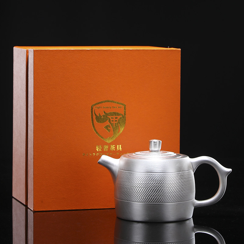 高档纯手工真银茶壶泡茶壶银上作画茶器瓷鎏银养生茶壶礼盒装