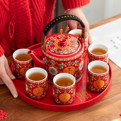 唐呈结婚珐琅彩茶具套装新婚礼物