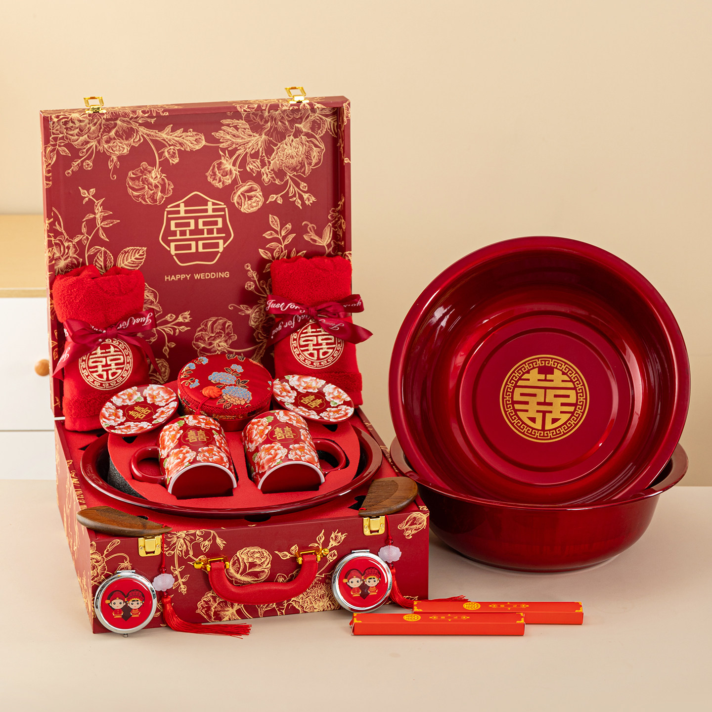 唐呈高档陪嫁套装女方结婚用品大全婚庆洗漱备婚物品箱子娘家嫁妆,节庆用品/礼品,创意礼盒/礼品套组,淘宝优惠券,粉丝福利购,淘宝优惠卷