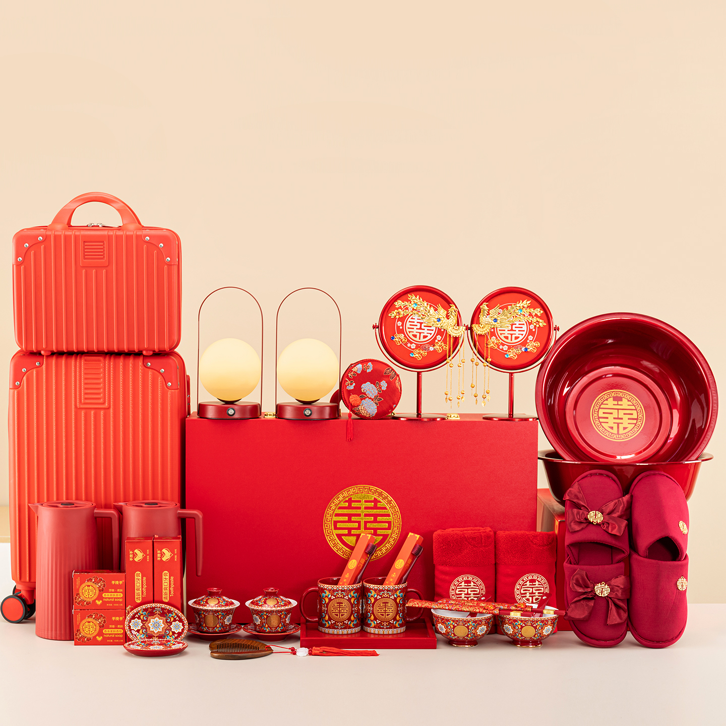 唐呈高档珐琅彩新娘女方婚礼全套