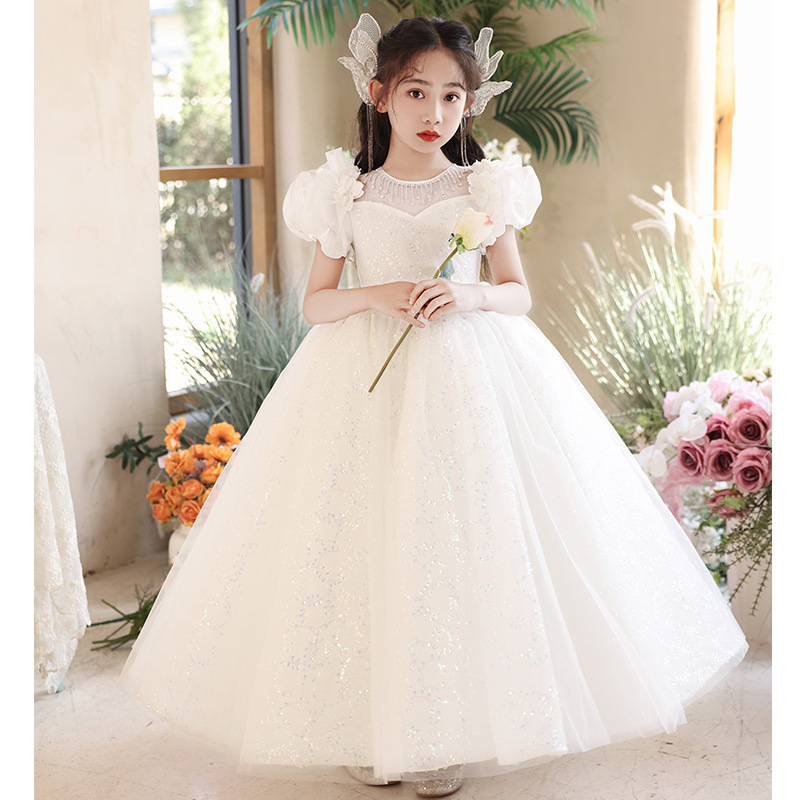 女童生日礼服公主裙白色