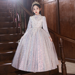 女童礼服高端轻奢小众主持人女孩生日公主裙儿童钢琴演出服秋冬季