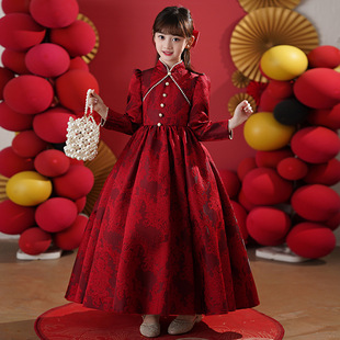 女童高端晚礼服新款生日宴会公主裙儿童女孩主持人钢琴演出服冬季