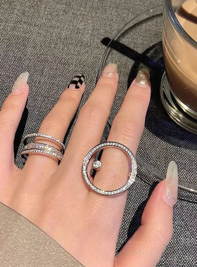 韩式圆环立体戒指女ins锆石时尚