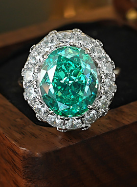 绿群镶锆石开口戒指宴会女戒