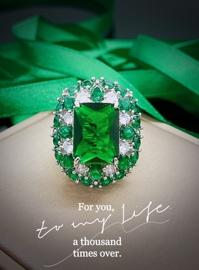 欧美奢华森林公主方钻活口戒指女