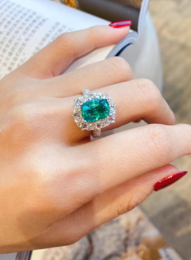 新品彩宝祖母绿戒指女开口饰品