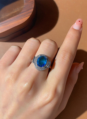 新品帕拉伊巴湖蓝色系列戒指女