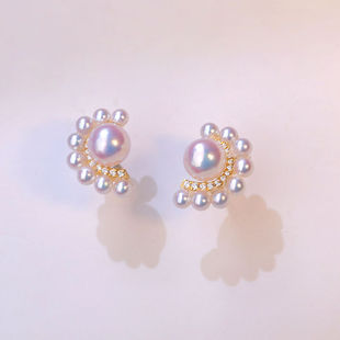 vintage洋气精致新款高级海水珍珠耳环高端半月型女款轻奢耳钉饰