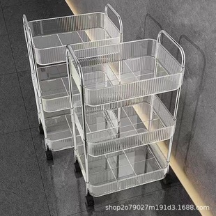 透明亚克力小推车零食置物架客厅落地多层可移动卫生间塑料收纳架