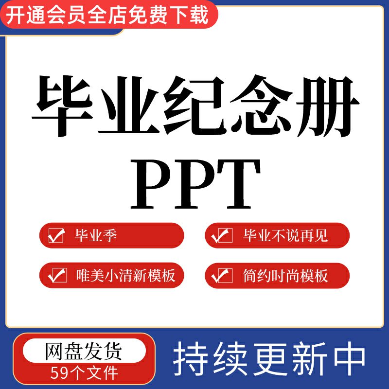 毕业纪念册ppt模板可编辑唯美小清新简约时尚模板毕业季毕业不说再见