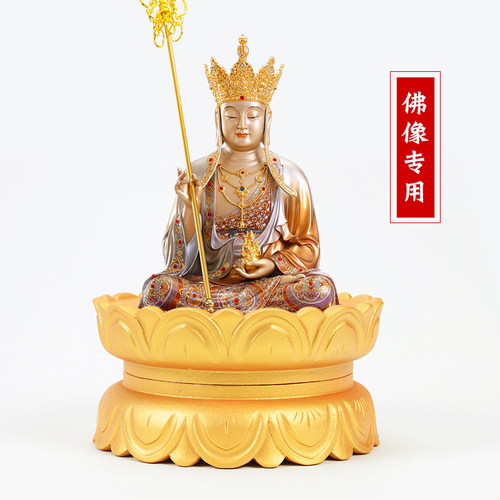 实木观音菩萨莲花底座实木圆形古董花瓶花盆佛像供奉摆件底座托