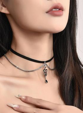 双层灵蛇皮颈圈项链时尚