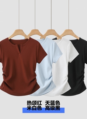 【诗颖专属】亲密的舒适感 | 法式开口捏褶短袖-3137