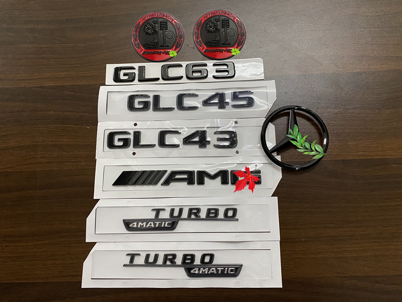 适用奔驰尾标车标贴glc43改装amg后标苹果树glc63侧标装饰w253
