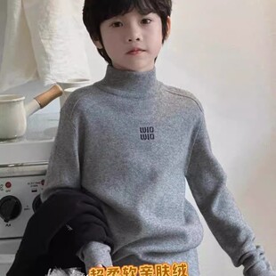 男童毛衣打底衫半高领2025新款儿童秋冬装洋气中大女童针织衫线衣
