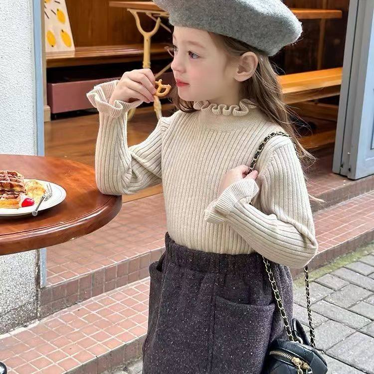 儿童毛衣女童宝宝秋冬新款保暖针织衫打底洋气半高领上衣