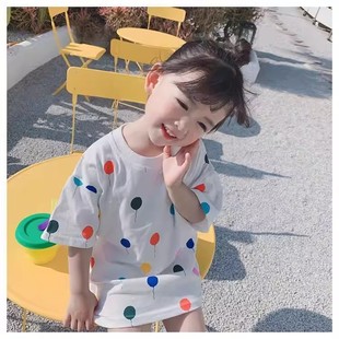 女童T恤裙夏季短袖儿童裙子气球中长款休闲宽松宝宝连衣裙潮