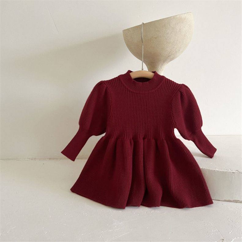 时尚女童针织洋装儿童洋派毛衣裙女宝宝长袖裙子时尚公主裙冬季