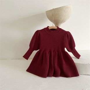 时尚女童针织洋装儿童洋派毛衣裙女宝宝长袖裙子时尚公主裙冬季