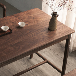新中式 新品 黑胡桃木阳台茶桌椅组合实木小桌子侘寂风茶台小户型泡
