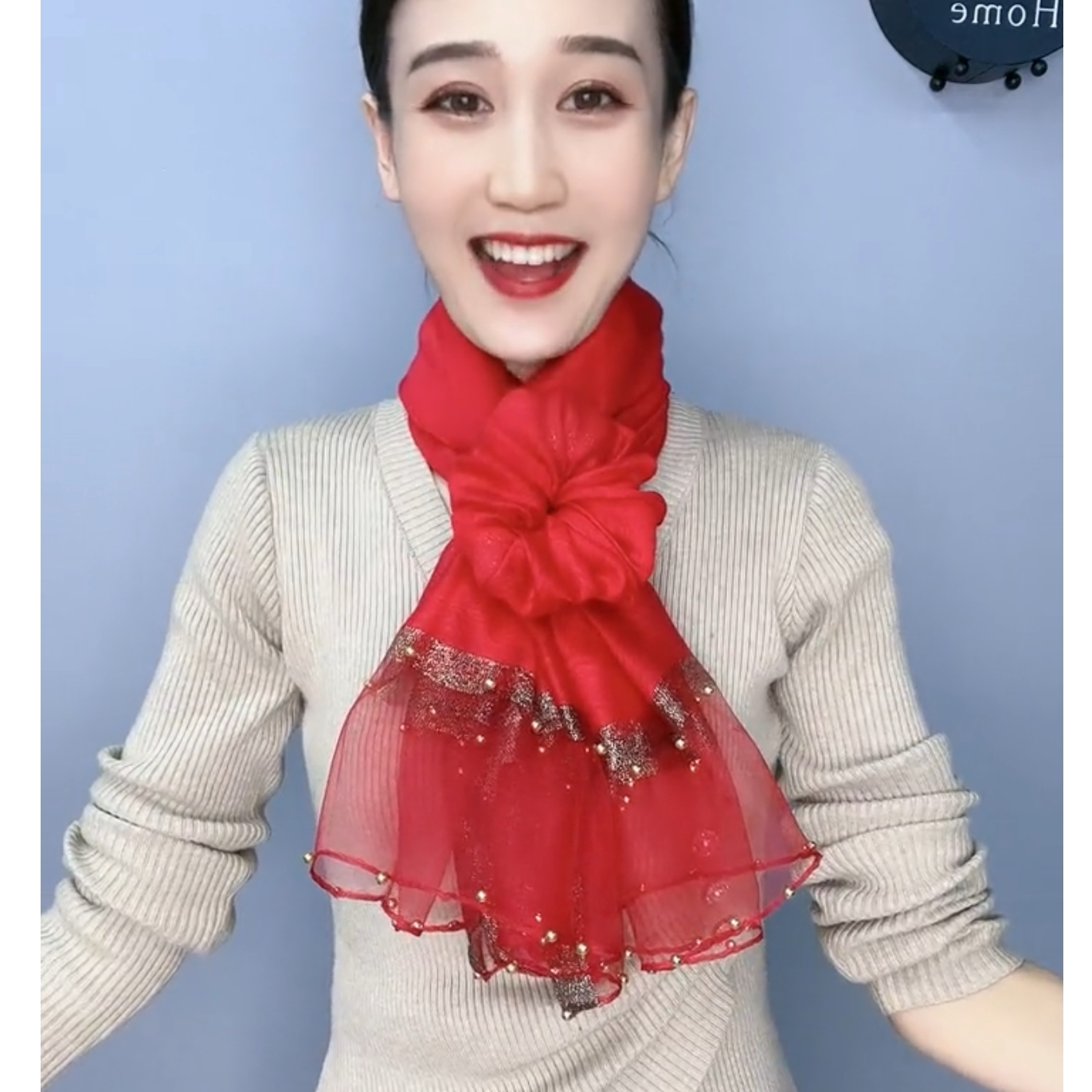 秋冬新款时尚百搭真丝羊毛混纺纯色钉珠围巾气质保暖优雅气质披肩