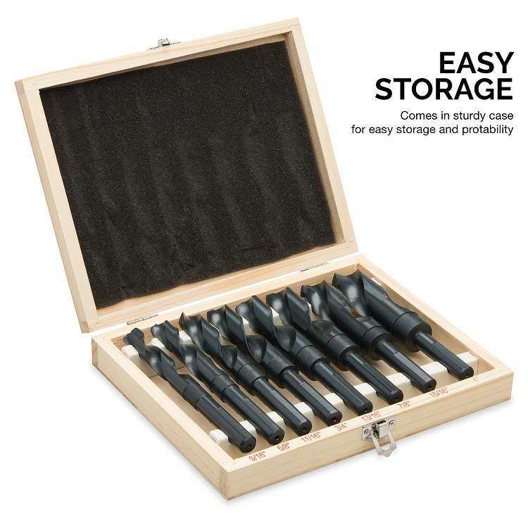 黑白色小柄等柄高速钢麻花钻头 8件套木盒装钻头开孔器,五金/工具,麻花钻,淘宝优惠券,粉丝福利购,淘宝优惠卷