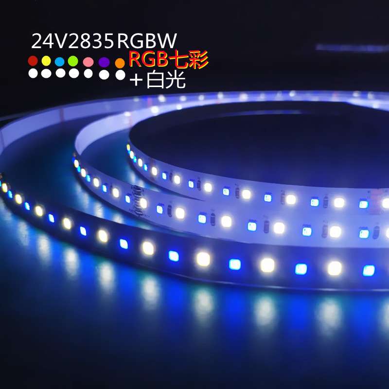 2835RGBW五合一灯条DC24V12MM板宽5线程七彩变色灯带调光高亮度