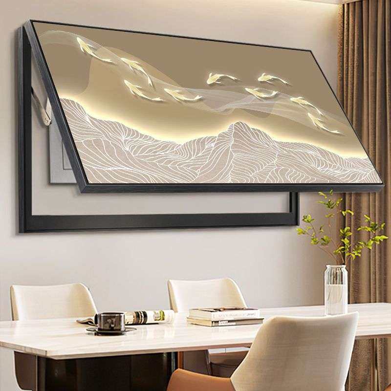 九鱼图大尺寸电表箱装饰画免打孔电闸配电箱遮挡总开关盒大幅挂画