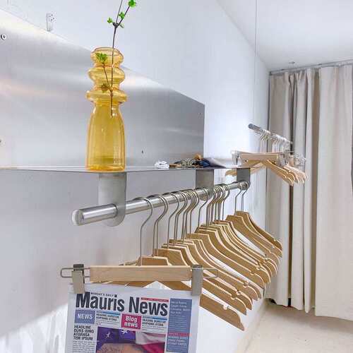 不锈钢展示架男女服装店陈列隔板店铺侧挂上墙挂衣杆壁挂收纳