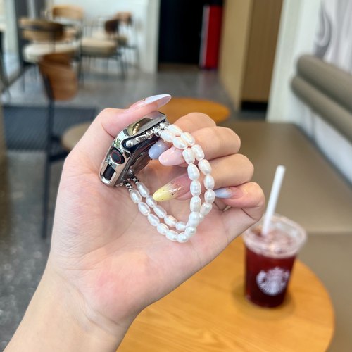 天然淡水珍珠表带适用ApplewatchS10苹果女高级watchs9表带女小众