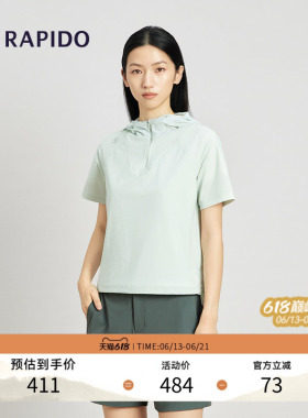 RAPIDO睿必度春夏女士O-LINEUPF100+凉感连帽短袖雳霹道