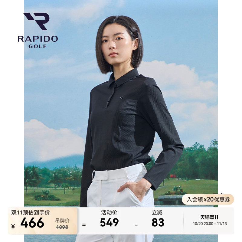 RAPIDO睿必度春夏女士时尚运动高尔夫GOLF修身长袖POLO衫雳霹道