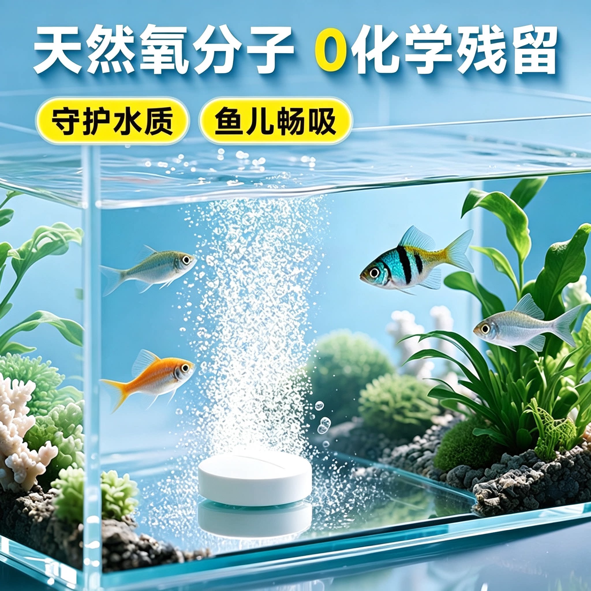 鱼缸观赏鱼长效增氧片颗粒鱼池鱼塘养鱼罐罐鱼泡泡水产增氧剂水质