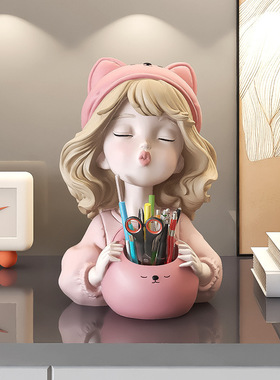 新款奶油风女孩笔筒摆件化妆刷