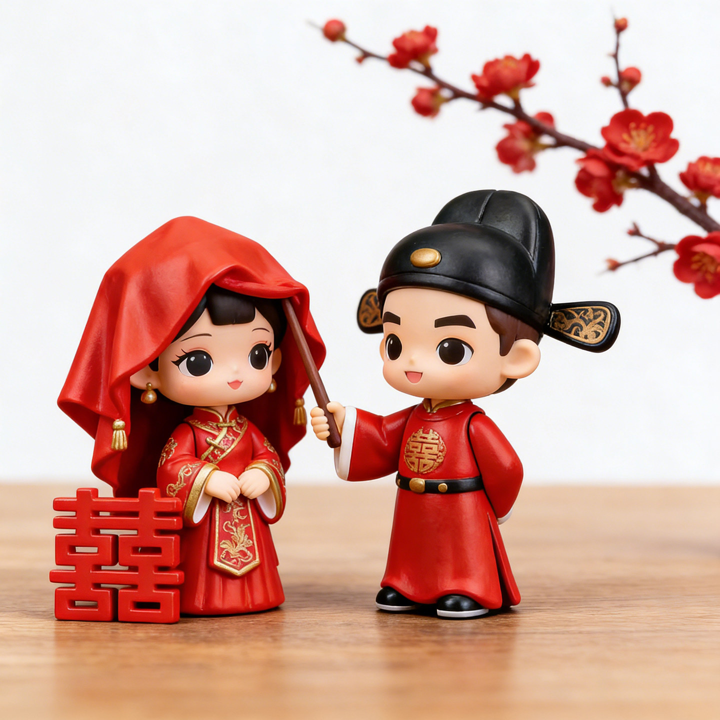 中式婚礼新郎新娘掀头盖摆件新婚喜庆娃娃结婚礼物送新人婚房布置