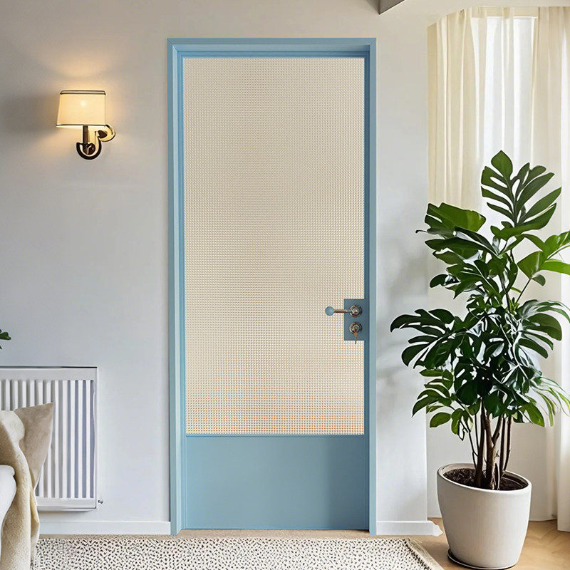 柯布西耶小蓝门黄红多巴胺色铝合金门包豪斯厕所卫生间玻璃平开门